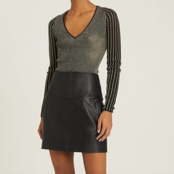 NWT REISS | Farleigh Leather Mini Skirt - Picture 4 of 5
